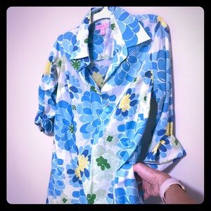 Vintage Lilly Pulitzer cotton shirtdress tunic pockets summer lightweight